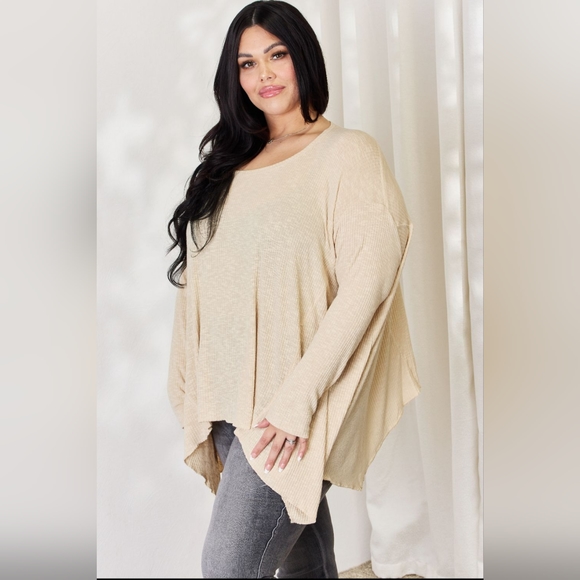 HEYSON Full Size Oversized Sharkbite Hem Top Plus Size Available - Picture 4 of 10